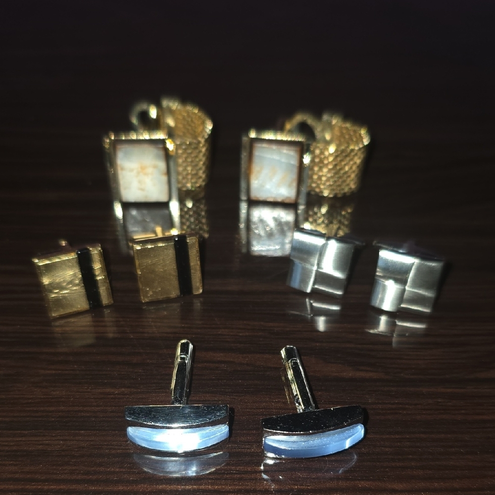 Gold and Silver Cufflinks Set